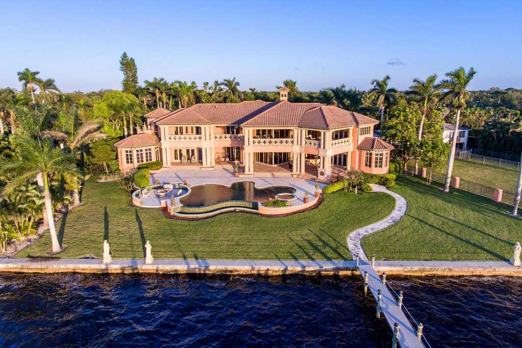1120 Wales Drive - Arial of Ft Myers Mansion and Waterfront Backyard