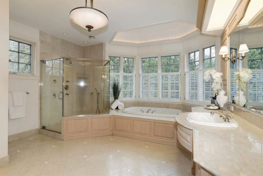 1650 Masters Run - Interior of Estate Master Bathroom with Shower and Jacuzzi Tub, Closer View