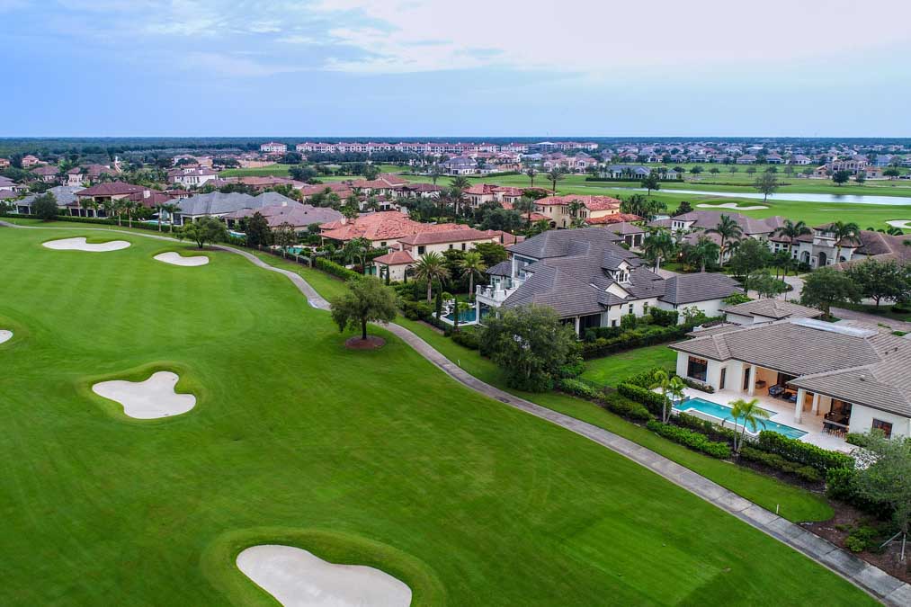 16763 Prato Way - Arial of Mansion on Golf Course