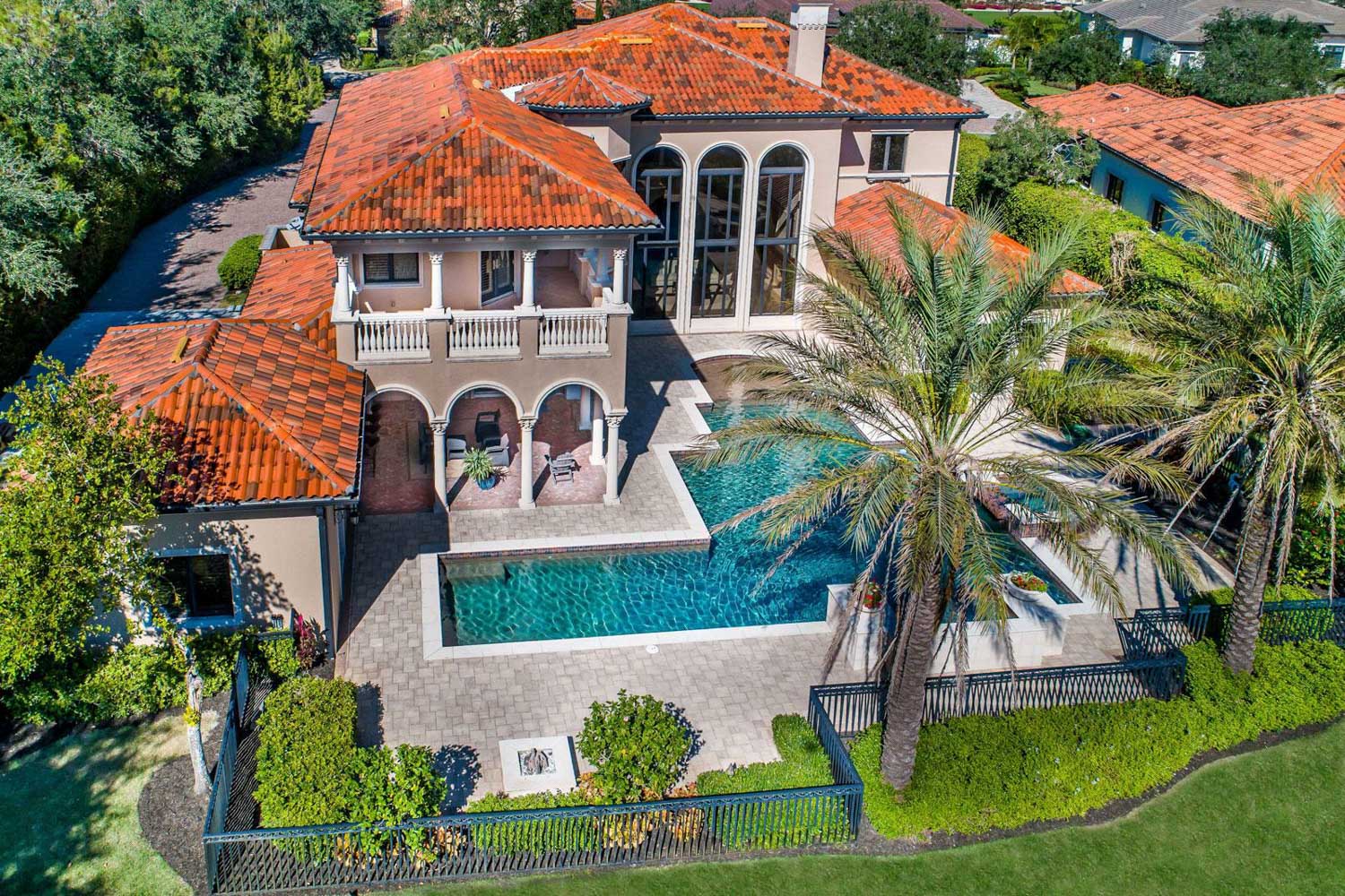 16770 Prato Way - Arial View, Exterior of Mansion with Backyard Pool