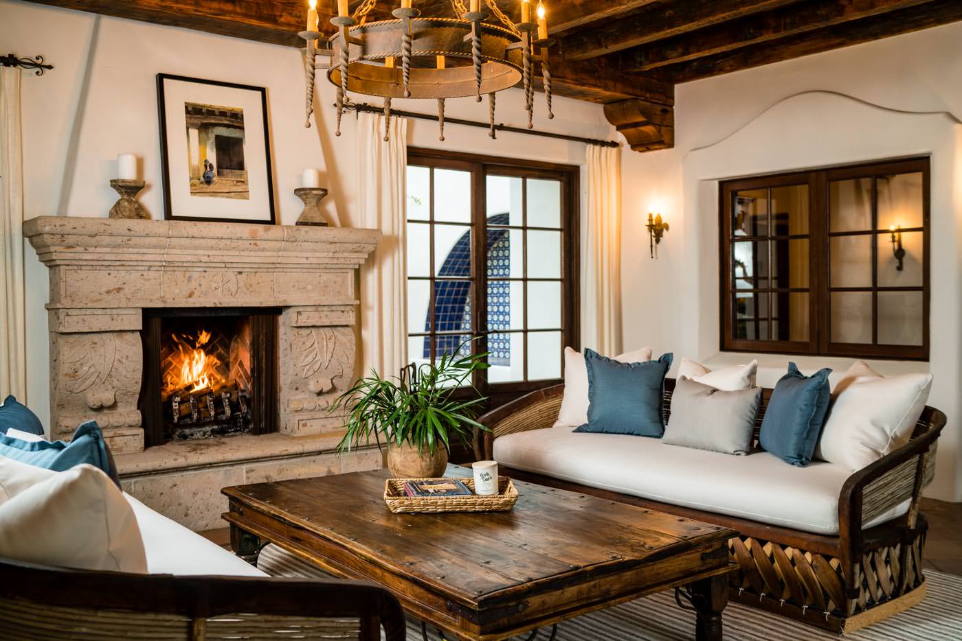 17515 Avendia De Acacias - Interior of Mansion Living Room with Fireplace