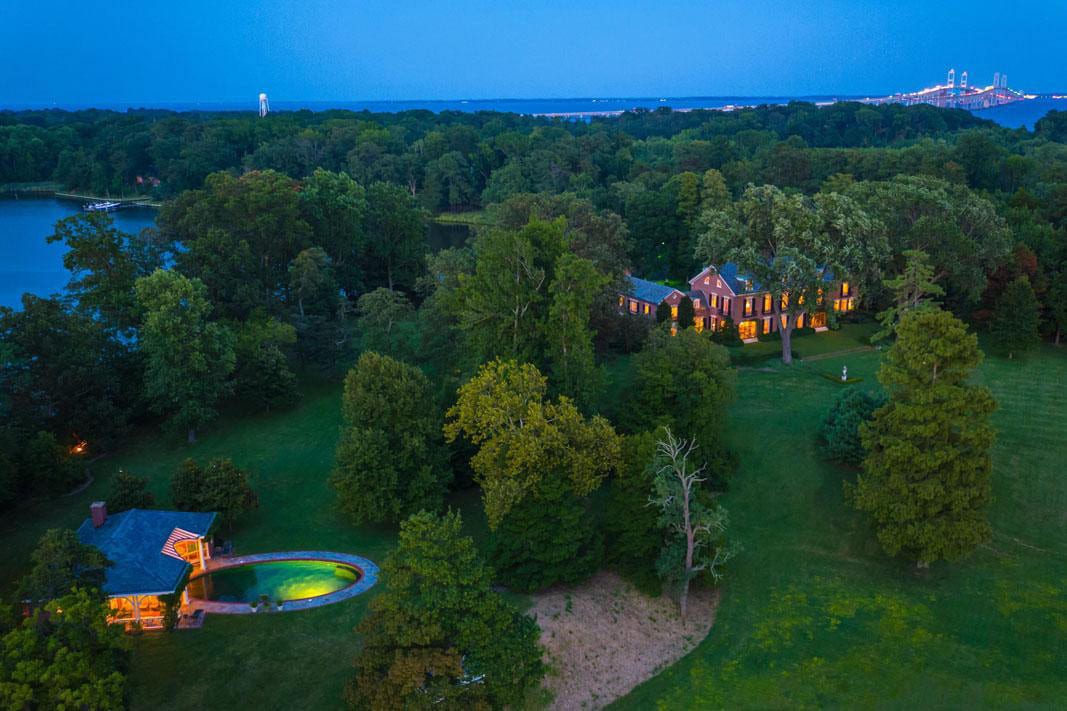 1800 Holly Beach Farm Road - Arial View of Mansion Exterior and Property