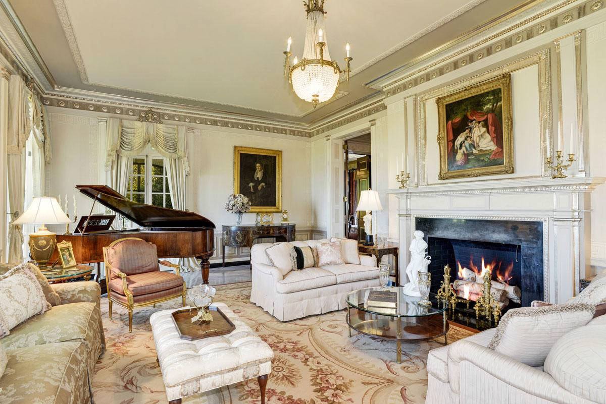 1800 Holly Beach Farm Road - Interior of Mansion Formal Living Room with Piano