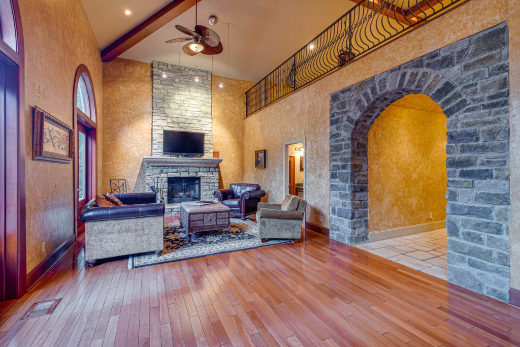 6727 Duquaine Ct - Mansion Family Room with Stone Fireplace, Closer View