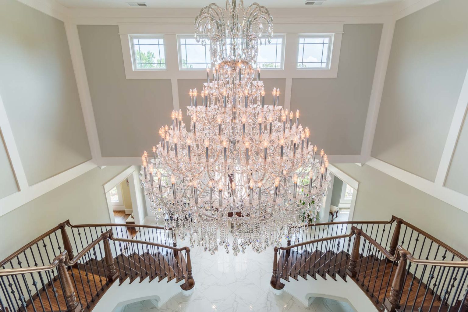 211 Captains Watch - Estate Crystal Chandelier From Second Floor 2