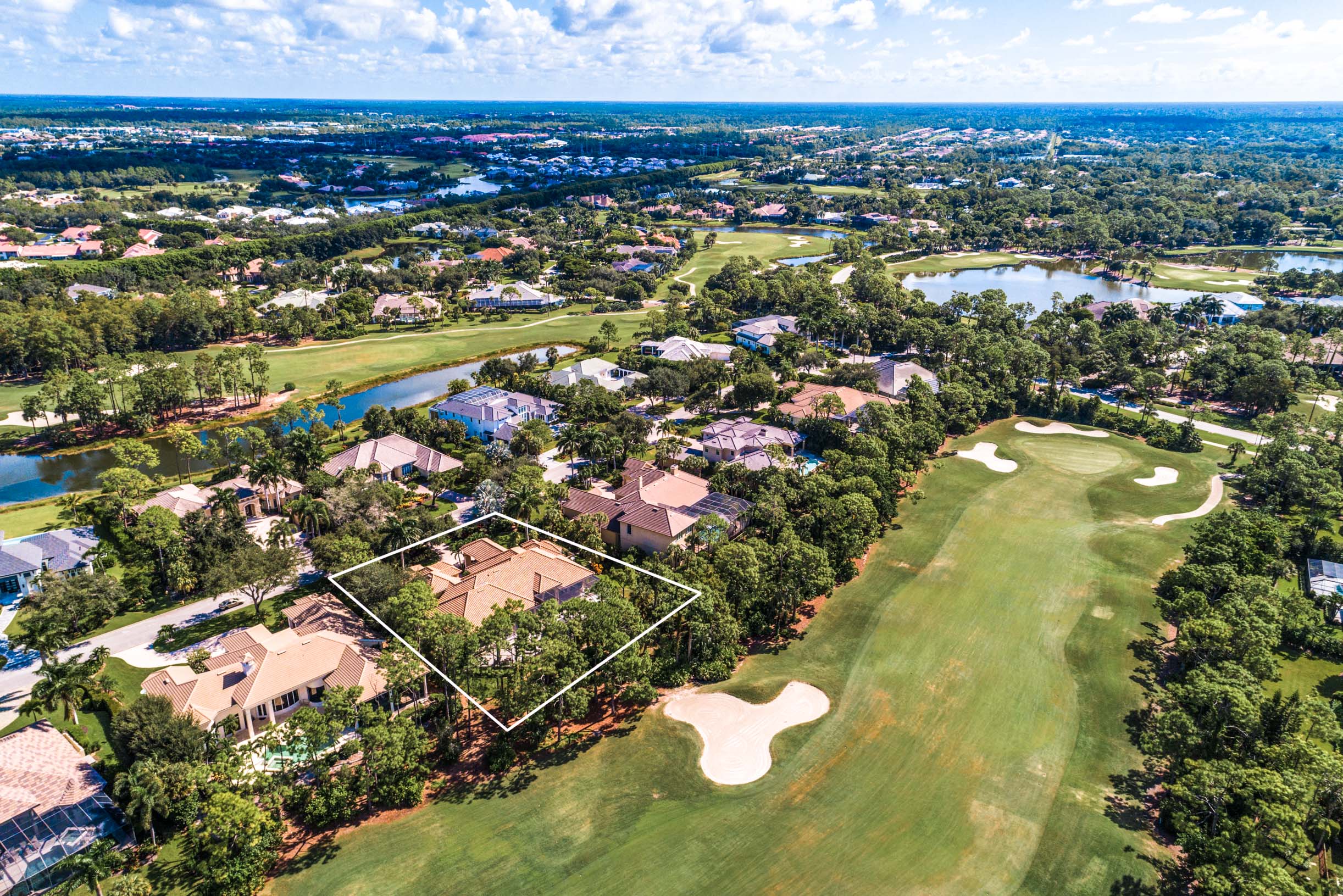 2716 Buckthorn Way - Arial View of Mansion Backyard to Golf Course