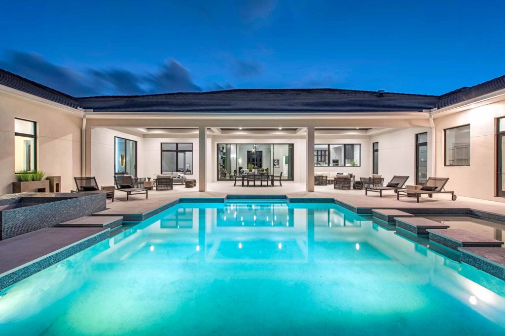 9521 Neapolitan Lane - Estate Swimming Pool with View of Mansion, Closer View