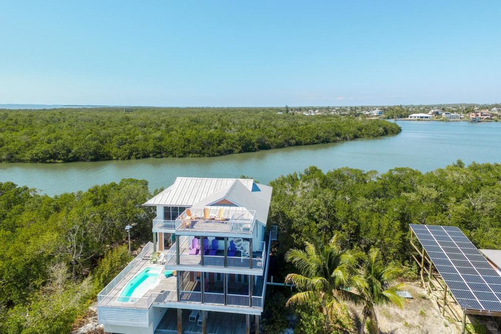 1 Crescent Island - Arial View of Beach Mansion and Property, Closer View