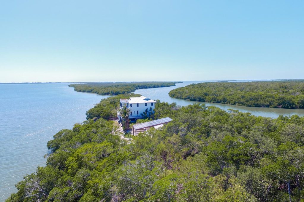 1 Crescent Island - Drone View of Estate and Beach Front Property, Closer View