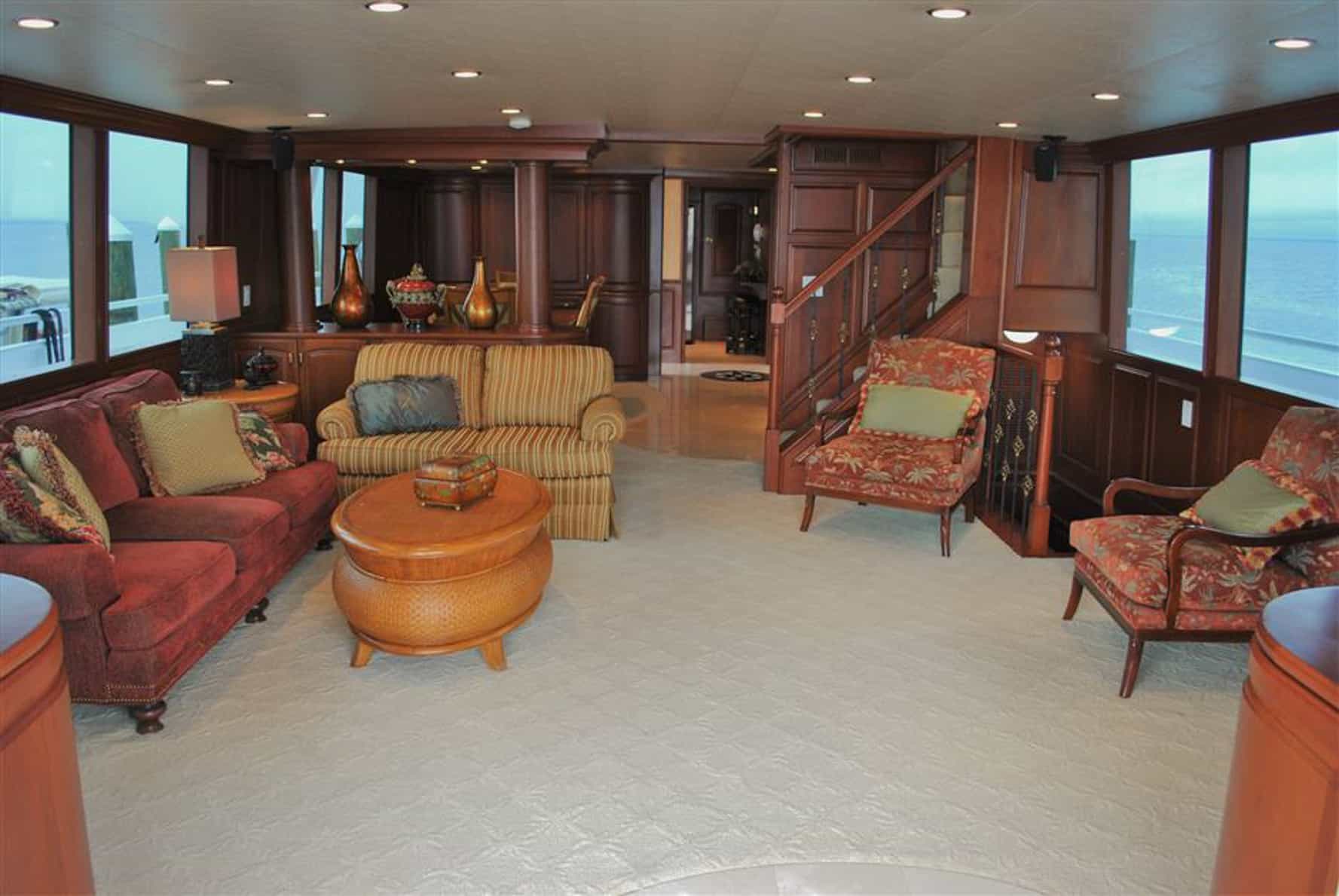 Jenny Lynne 87 Voyager - Luxury Yacht Interior Formal Living Room with View to Dining Room