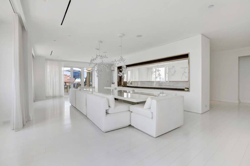 801 Key Hwy - Modern All White Luxury Apartment Dining Room, Closer View