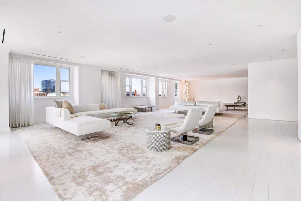 801 Key Hwy - Modern Luxury Apartment Formal Living Room with View to City Scape, Closer View