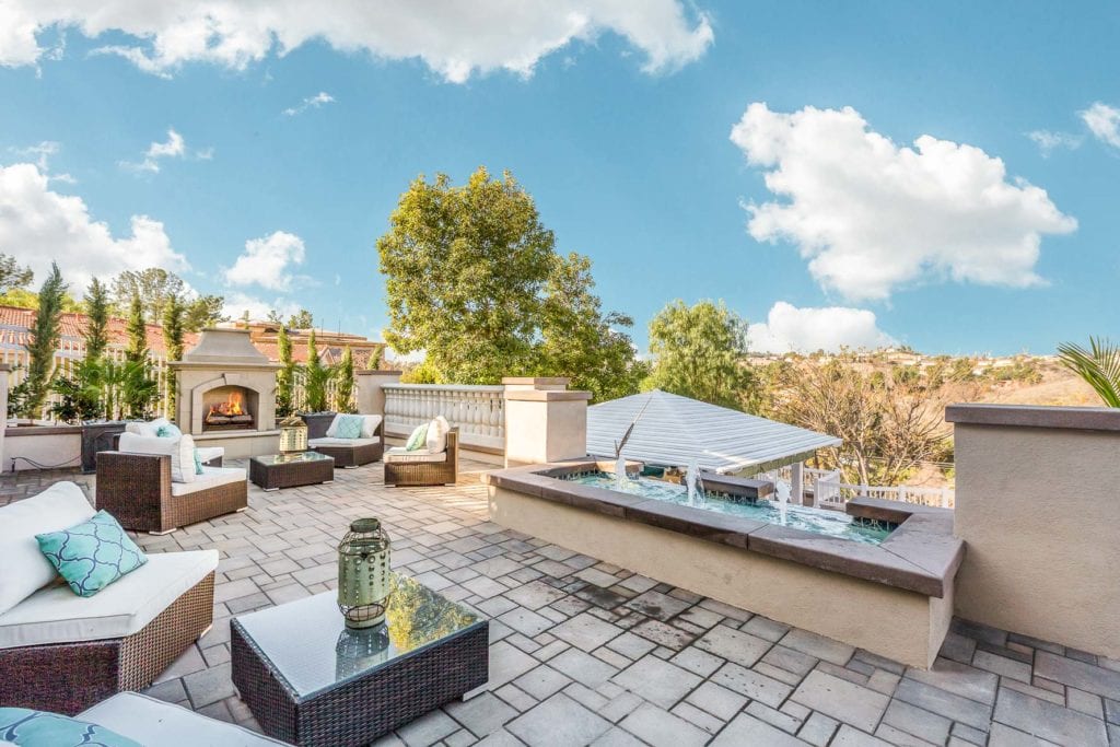 22119 Steeplechase Lane - Spanish Style Mansion Stone Patio, Closer View