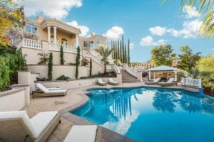 22119 Steeplechase Lane - Spanish Style Mansion Pool with View to Estate, Closer View